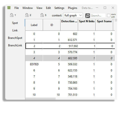 Highlight and selection in the table view.